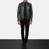 Men TheJacketMaker | Ionic Green Leather Biker Jacket