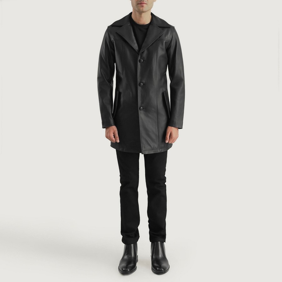 Men TheJacketMaker | Brawnton Black Leather Coat