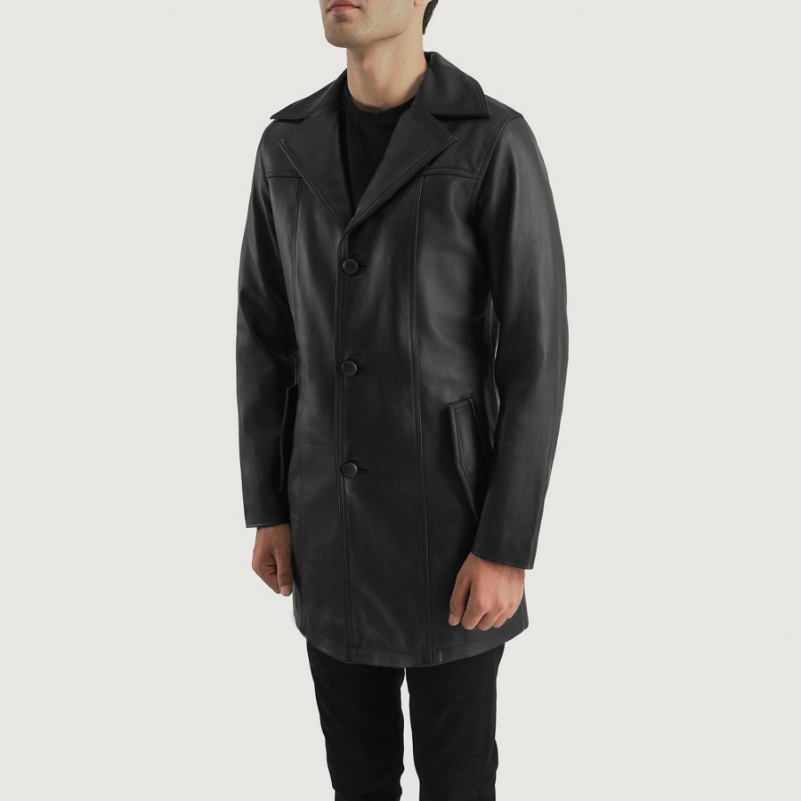 Men TheJacketMaker | Brawnton Black Leather Coat