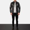 Men TheJacketMaker Gifts For Him | Sven Black Leather Bomber Jacket