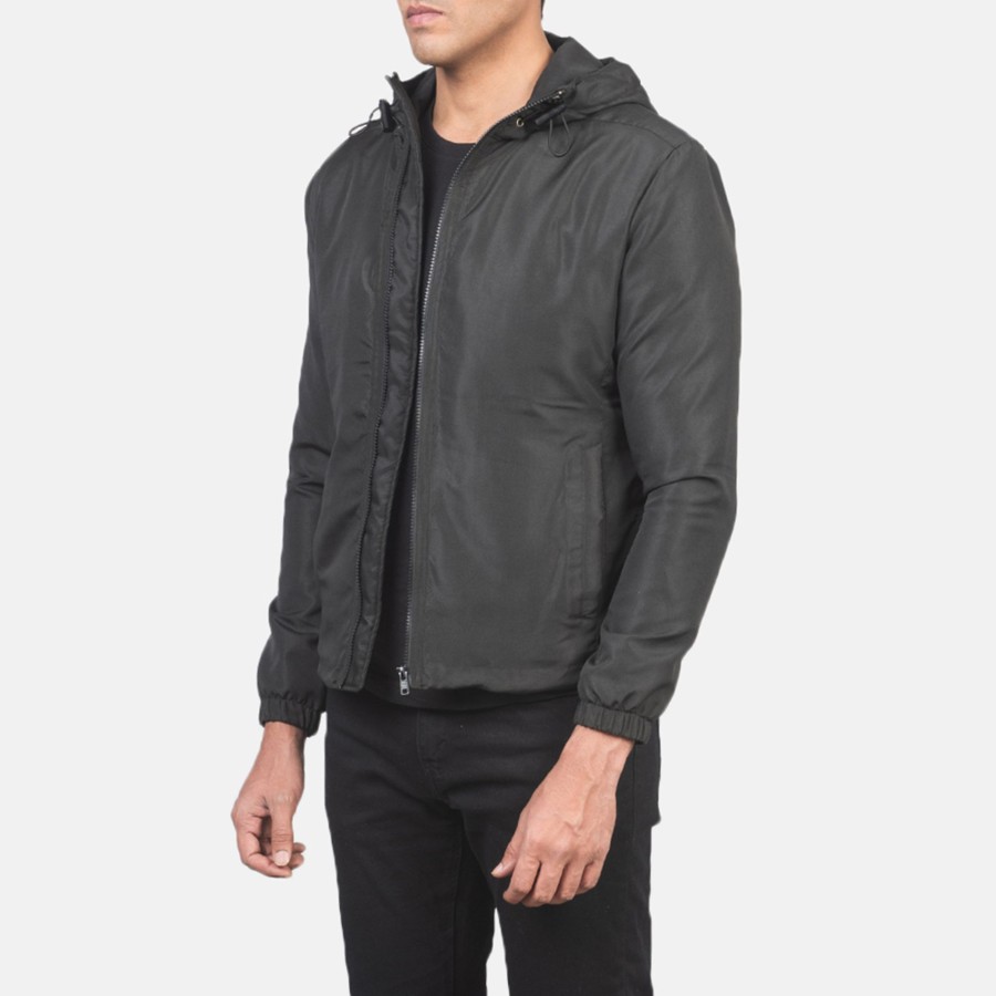 Men TheJacketMaker | Jimmy Black Hooded Windbreaker Jacket