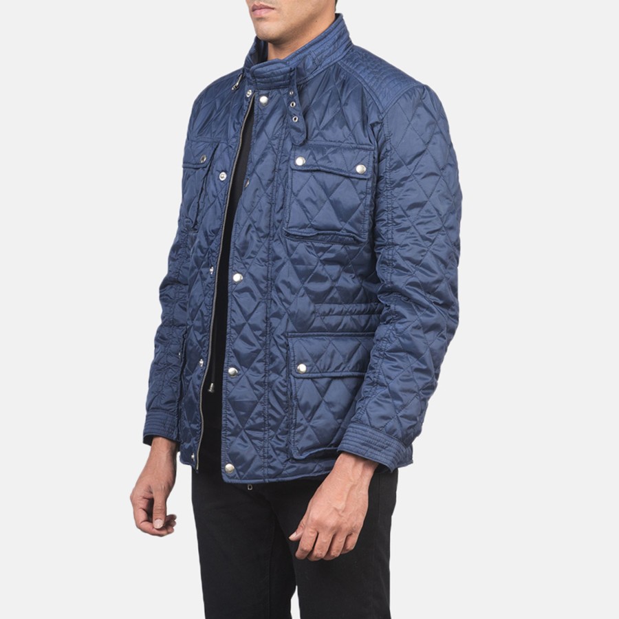 Men TheJacketMaker | Nelson Quilted Blue Windbreaker Jacket