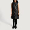 Women TheJacketMaker | Luxe Black Leather Dress