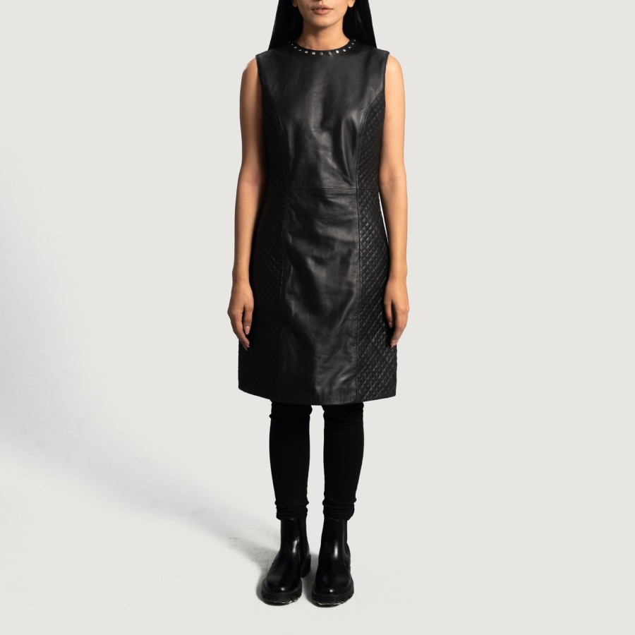 Women TheJacketMaker | Luxe Black Leather Dress