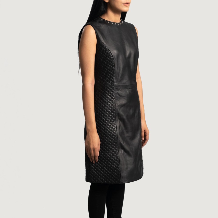 Women TheJacketMaker | Luxe Black Leather Dress