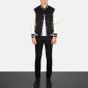 Men TheJacketMaker | Vaxton Black & White Hybrid Varsity Jacket