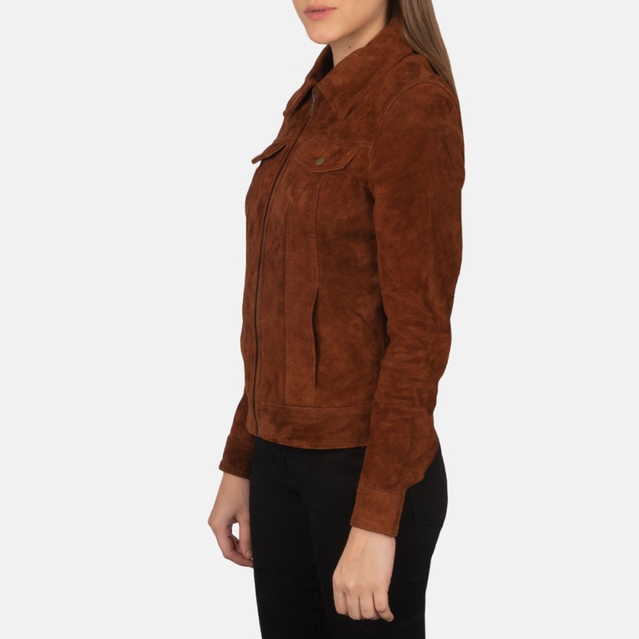 Women TheJacketMaker | Suzy Brown Suede Trucker Jacket