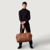 Men TheJacketMaker Travel Bags | The Darrio Brown Leather Duffle Bag