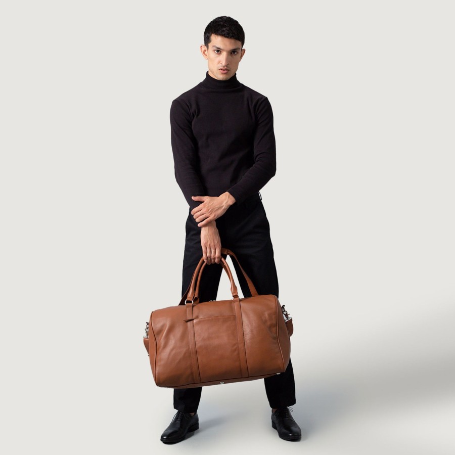 Men TheJacketMaker Travel Bags | The Darrio Brown Leather Duffle Bag