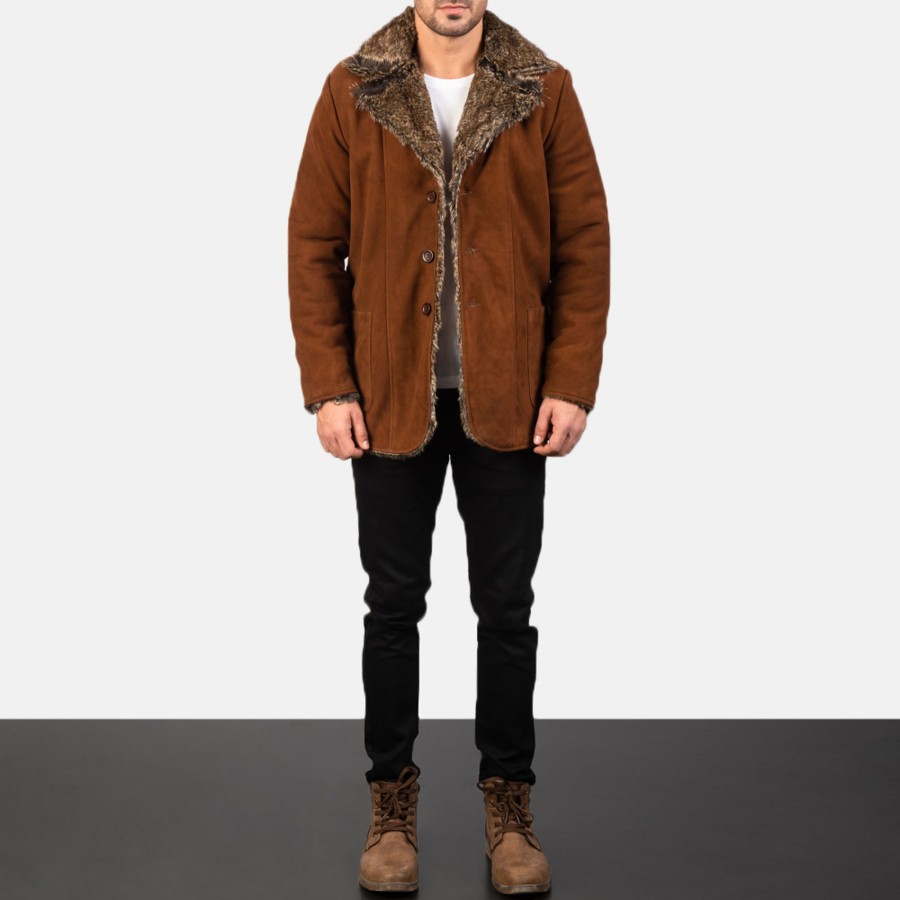 Men TheJacketMaker | Furlong Brown Suede Leather Coat