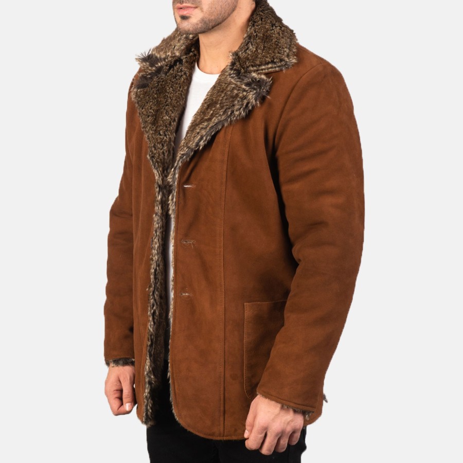 Men TheJacketMaker | Furlong Brown Suede Leather Coat