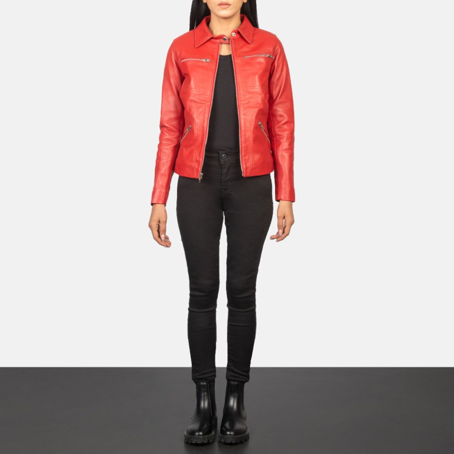 Women TheJacketMaker | Tomachi Red Leather Jacket