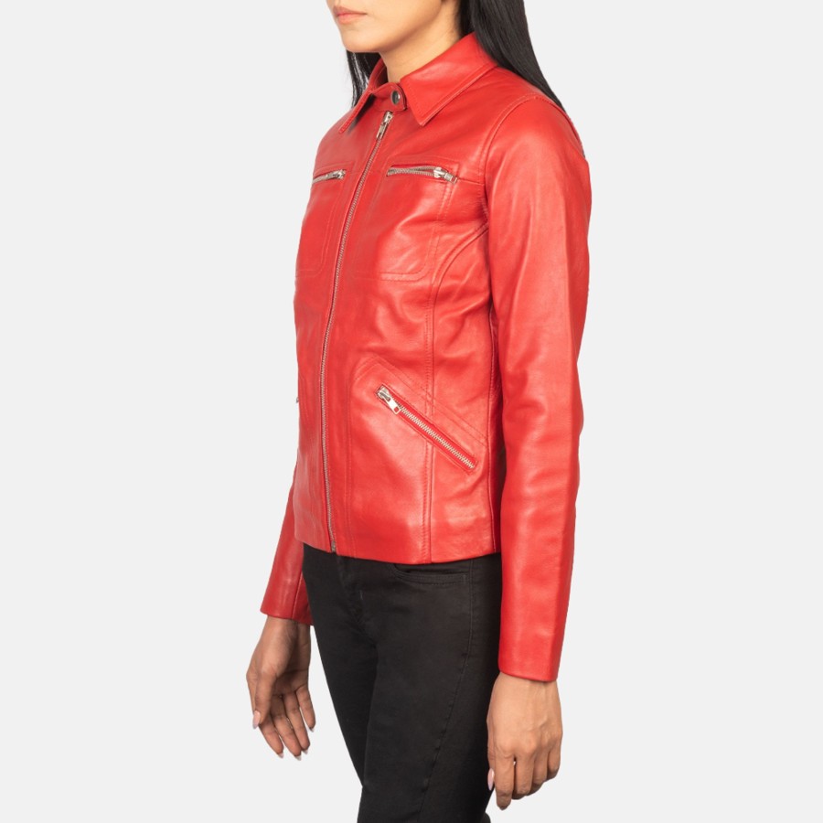 Women TheJacketMaker | Tomachi Red Leather Jacket