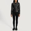 Women TheJacketMaker | Sally Mae Studded Black Leather Biker Jacket