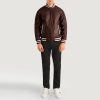 Men TheJacketMaker | Pascal Maroon Leather Varsity Jacket