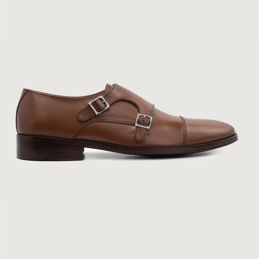 Men TheJacketMaker Casual Shoes | Boston Double Monk Strap Brown Leather Shoes