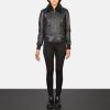 Women TheJacketMaker | Stella G-1 Black Leather Bomber Jacket