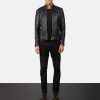 Men TheJacketMaker | Adornica Black Leather Biker Jacket