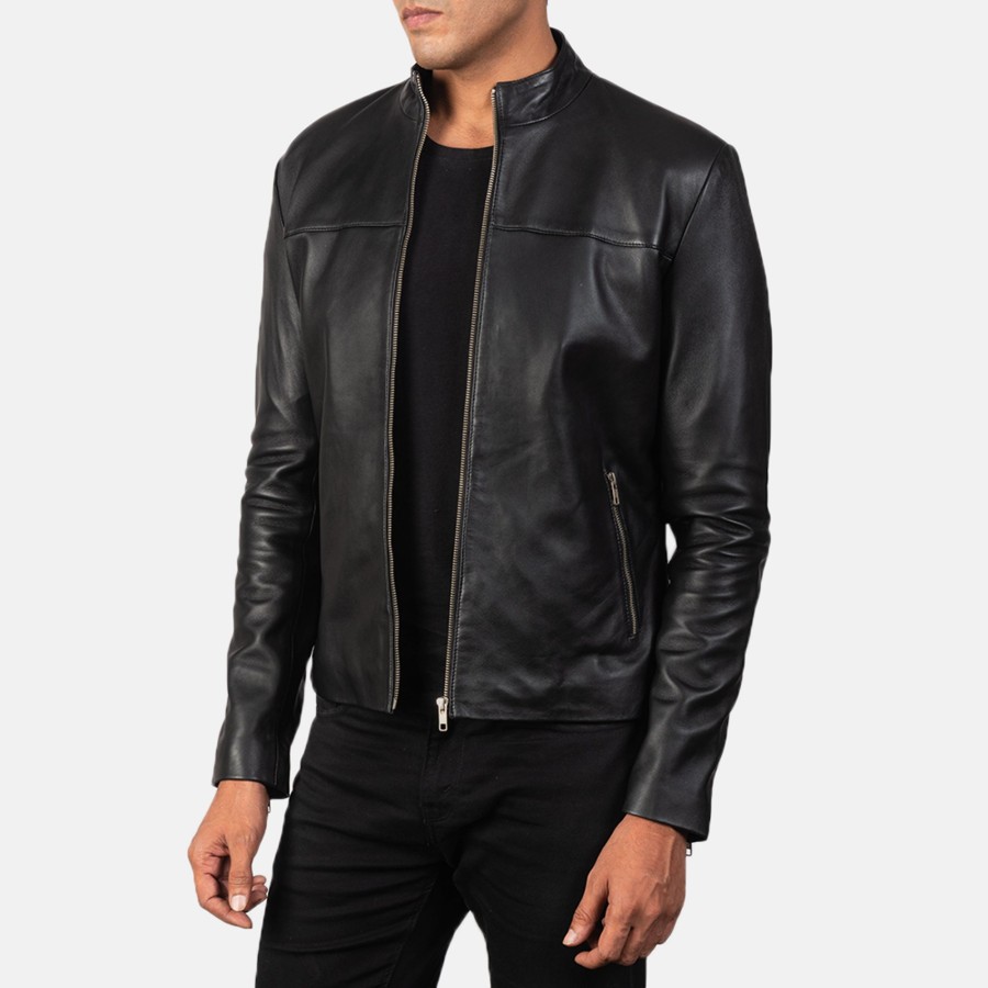 Men TheJacketMaker | Adornica Black Leather Biker Jacket