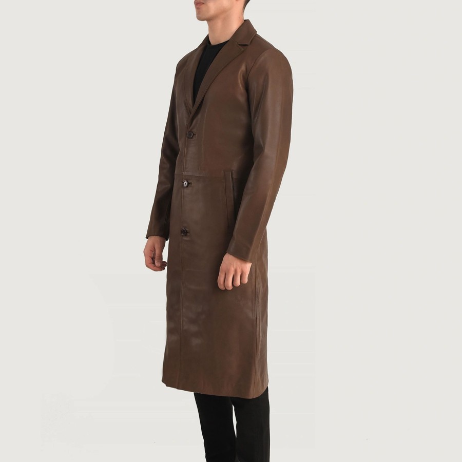 Men TheJacketMaker | Mateo Brown Leather Single Breasted Coat