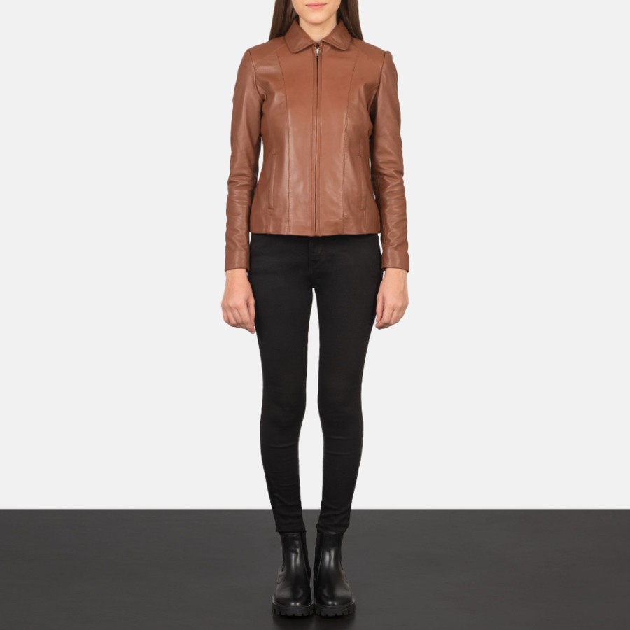 Women TheJacketMaker | Colette Brown Leather Jacket