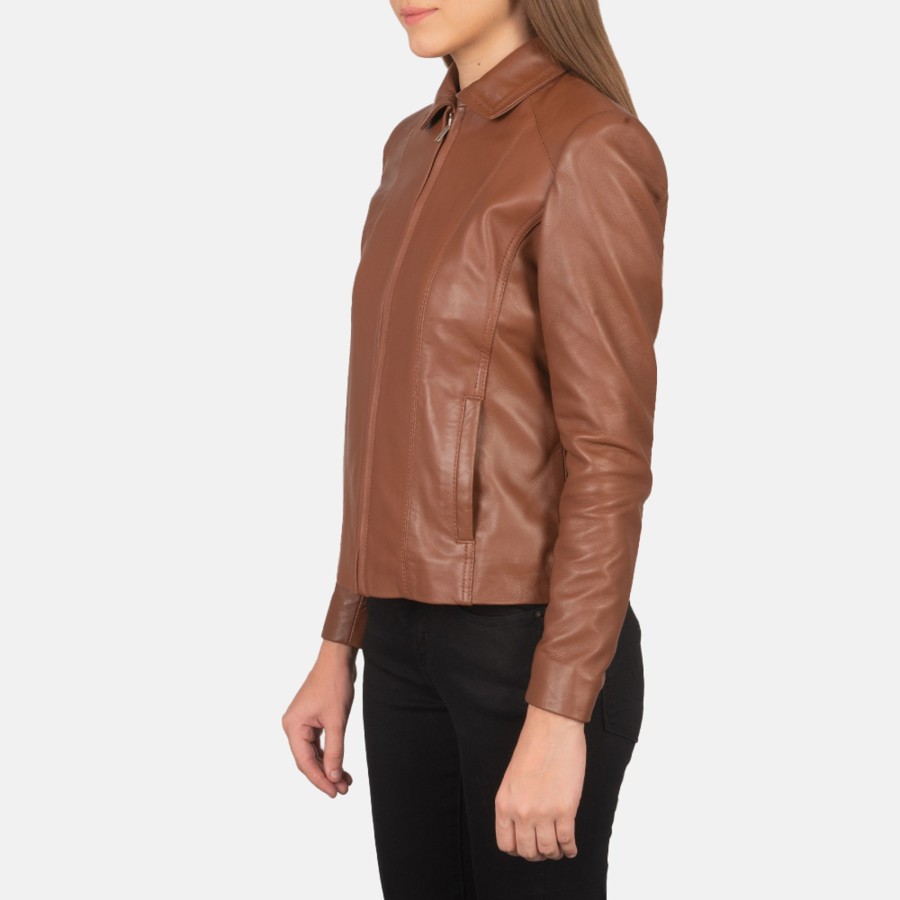 Women TheJacketMaker | Colette Brown Leather Jacket