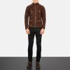 Men TheJacketMaker | Damian Mocha Suede Biker Jacket