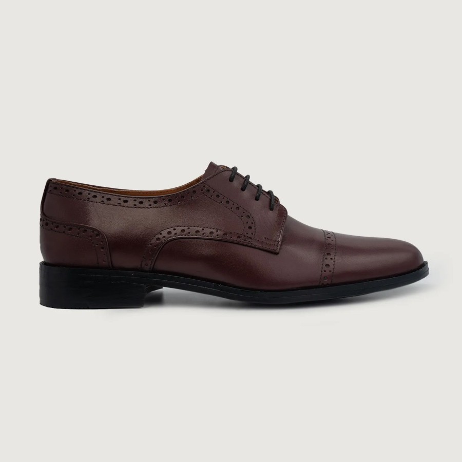 Men TheJacketMaker Dress Shoes | Dirk Brogues Derby Maroon Leather Shoes