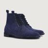 Men TheJacketMaker Leather Boots | Knight Derby Midnight Blue Suede Leather Boots