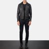 Men TheJacketMaker | Danny Quilted Black Leather Biker Jacket