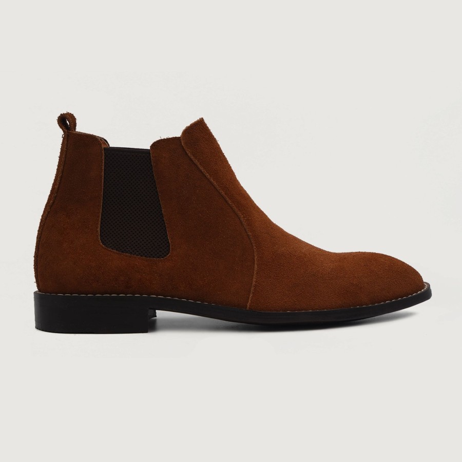 Men TheJacketMaker Leather Boots | Clarkson Chelsea Brown Suede Leather Boots