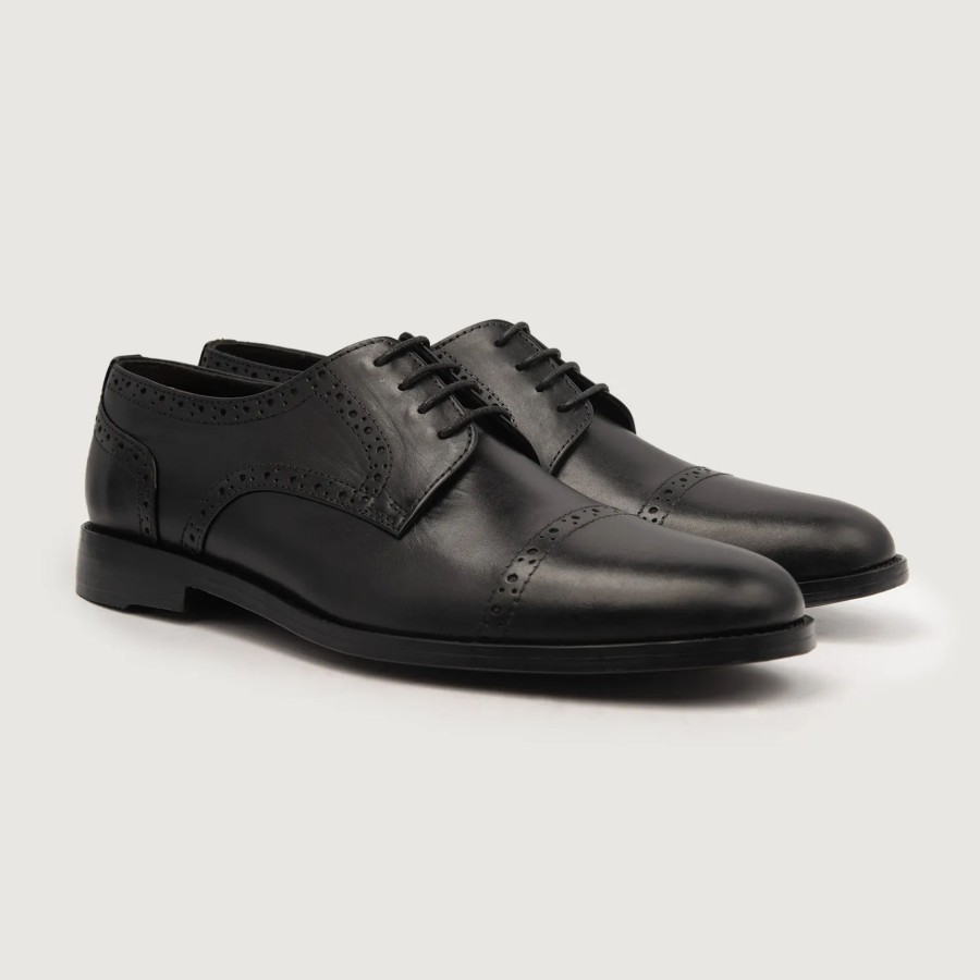 Men TheJacketMaker Dress Shoes | Dirk Brogues Derby Black Leather Shoes