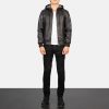 Men TheJacketMaker | Nintenzo Brown Hooded Leather Bomber Jacket