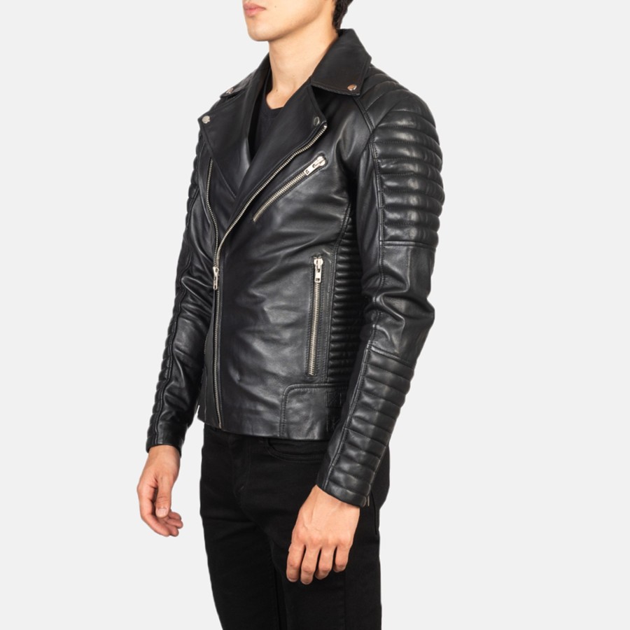 Men TheJacketMaker | Armand Black Leather Biker Jacket