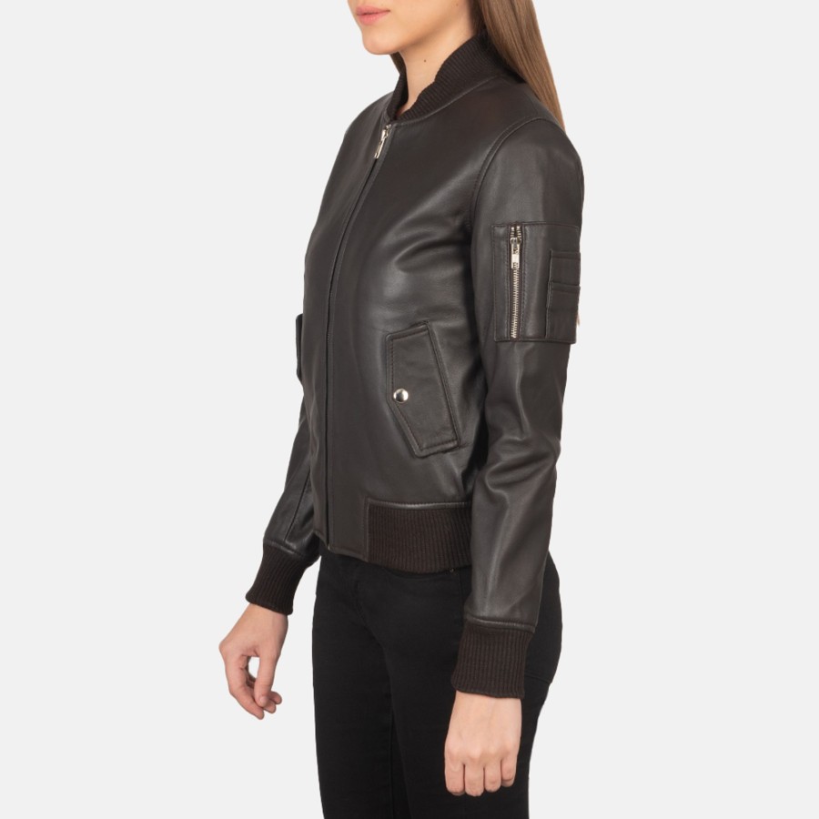 Women TheJacketMaker | Ava Ma-1 Brown Leather Bomber Jacket