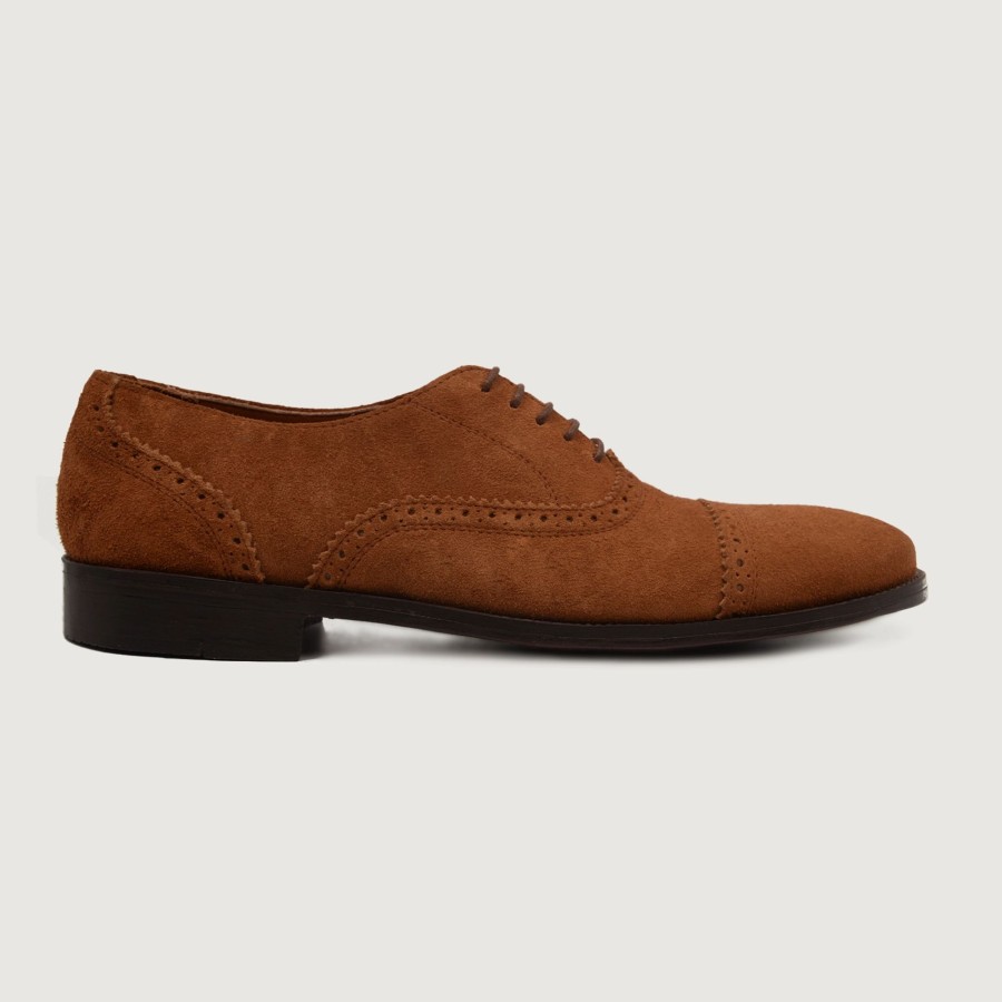 Men TheJacketMaker Dress Shoes | Greyson Brogues Oxford Brown Suede Leather Shoes