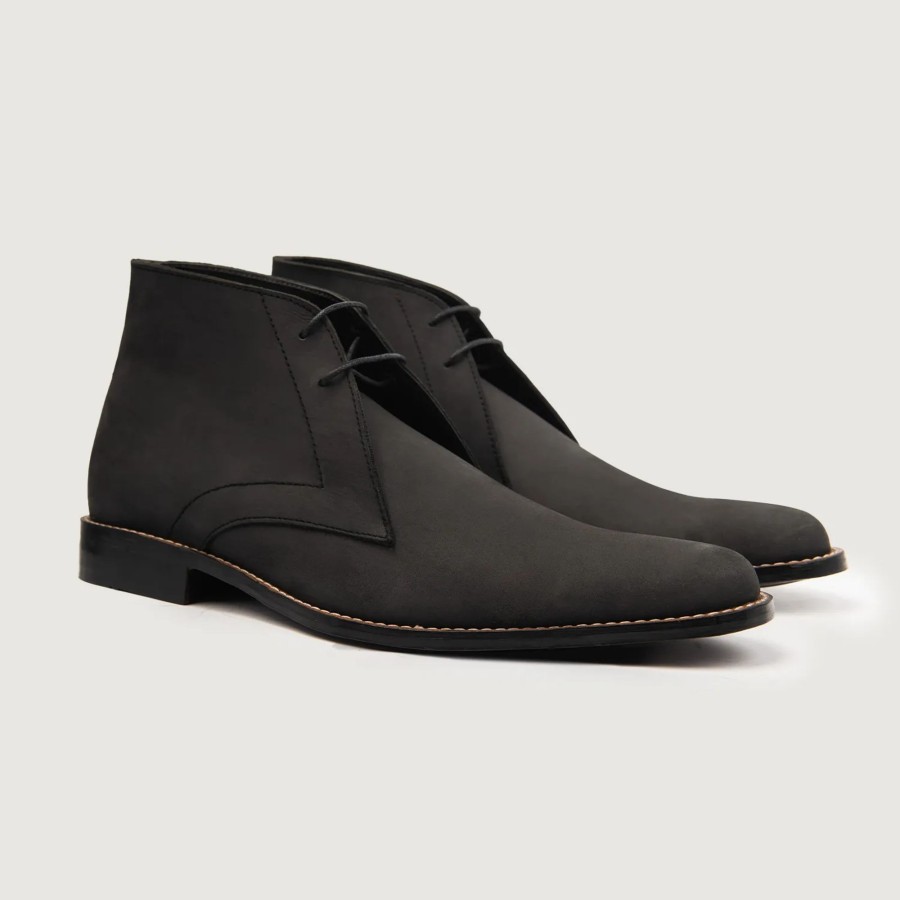 Men TheJacketMaker Leather Boots | Corry Chukka Black Nubuck Leather Boots