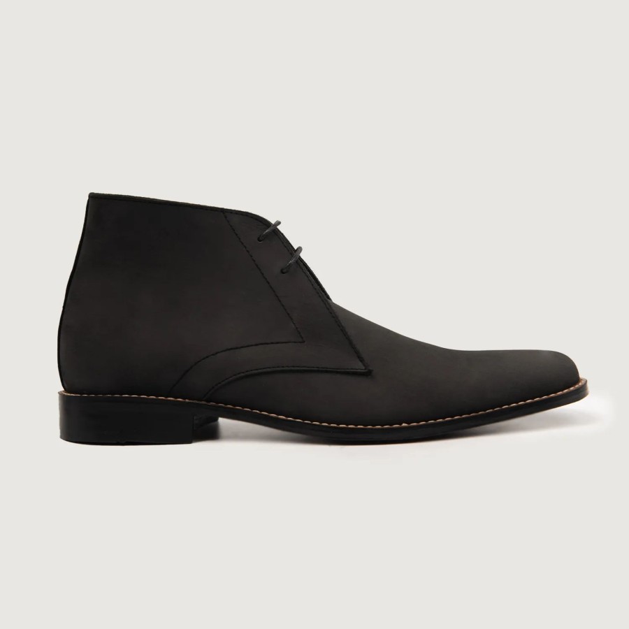 Men TheJacketMaker Leather Boots | Corry Chukka Black Nubuck Leather Boots