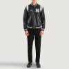 Men TheJacketMaker | Liberte New York Black Leather Varsity Jacket