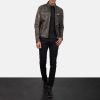 Men TheJacketMaker | Ionic Distressed Brown Leather Biker Jacket