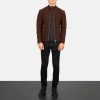 Men TheJacketMaker | Fernando Quilted Brown Suede Biker Jacket