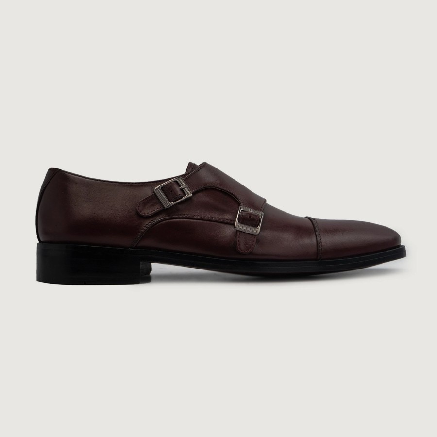 Men TheJacketMaker Casual Shoes | Boston Double Monk Strap Maroon Leather Shoes