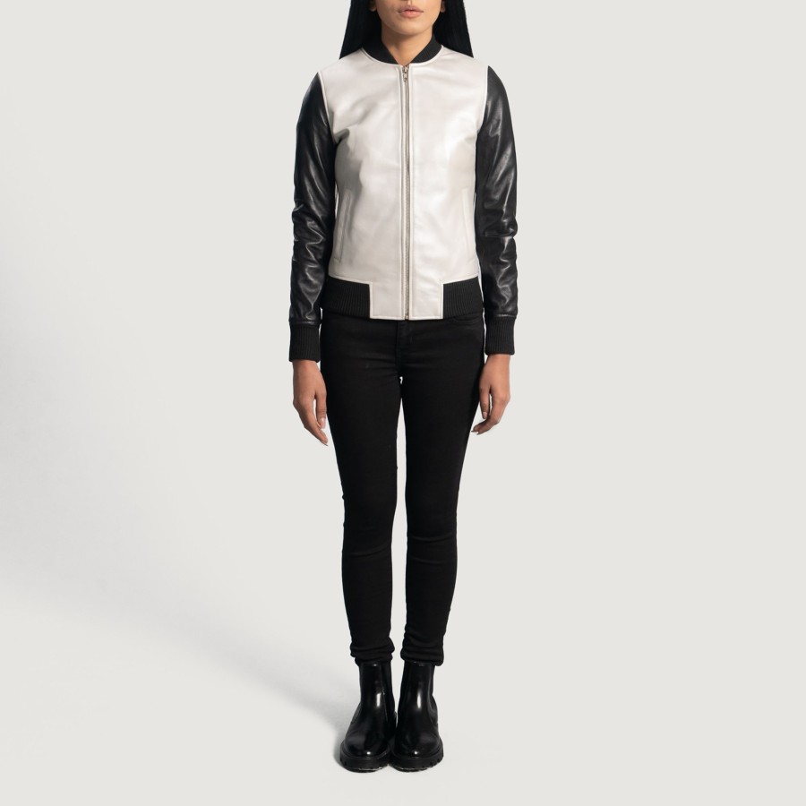 Women TheJacketMaker | Cole Silver Leather Bomber Jacket