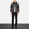 Men TheJacketMaker | Dantee Black Leather Varsity Jacket