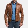 Men TheJacketMaker | Old School Brown Leather Jacket