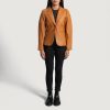 Women TheJacketMaker | Cora Quilted Brown Leather Blazer