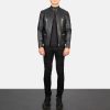 Men TheJacketMaker | Damian Black Leather Biker Jacket