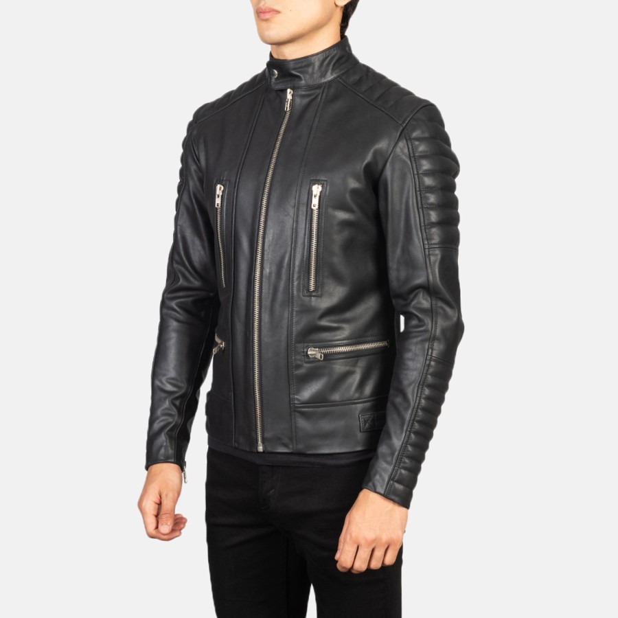 Men TheJacketMaker | Damian Black Leather Biker Jacket