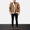 Men TheJacketMaker | Francis B-3 Distressed Brown Leather Bomber Jacket