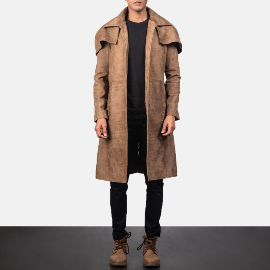 Men TheJacketMaker | Army Brown Leather Duster